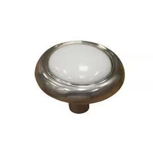 Lot of 8 Richelieu Cherbourg 1.25” Cabinet Knobs BP381619530 Vtg White & Nickel